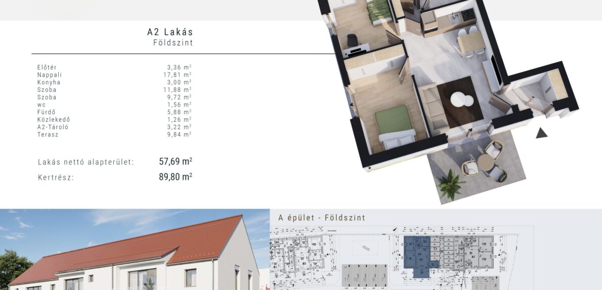 Leköthető Új építésű 57,7m2 Lakás Balatonalmádiban